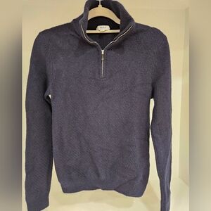Mens Reiss Wool Navy Quarter Zip Sweater